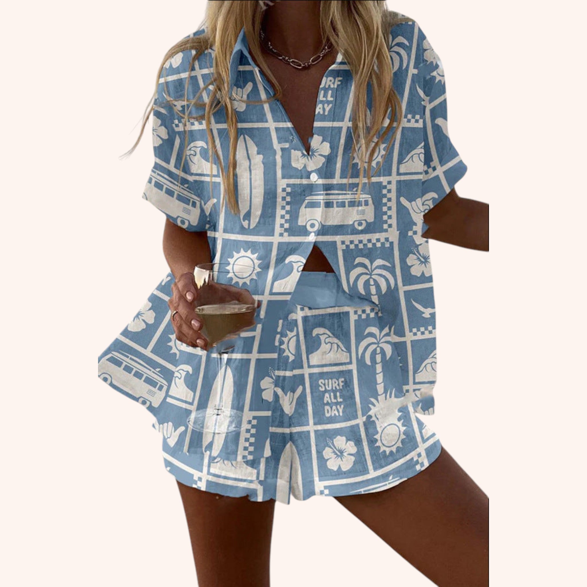 Trenara Short Set Caravan Print