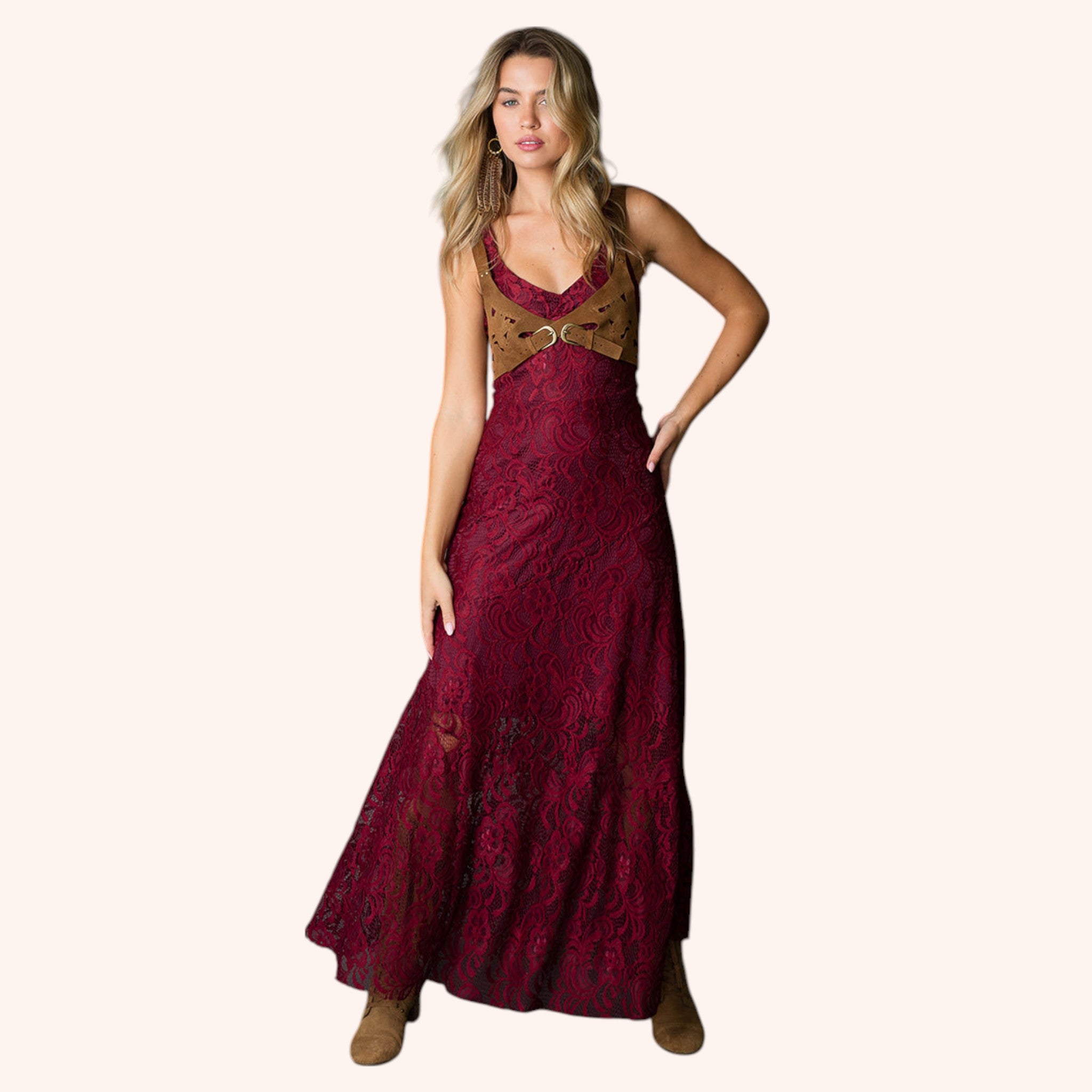 Carmel Slip Dress in Burgundy