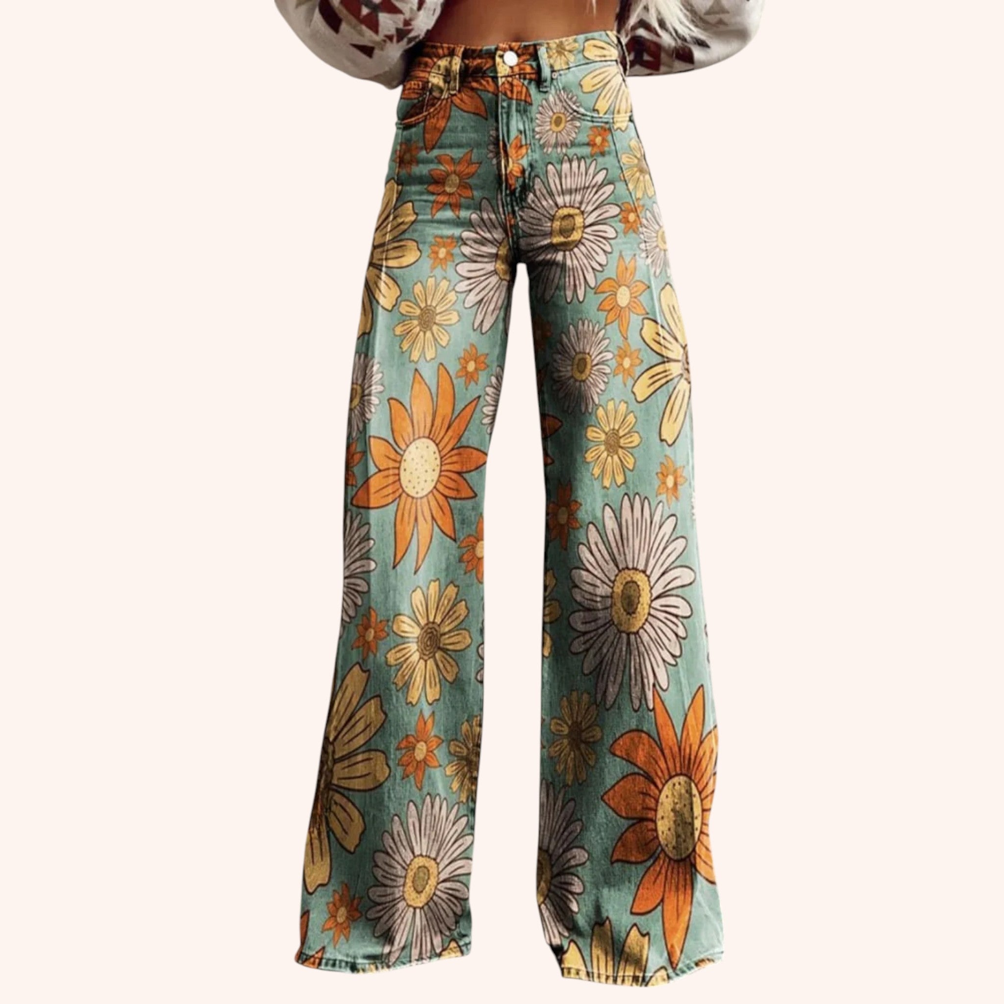 Christina - Retro Look Flower Denim