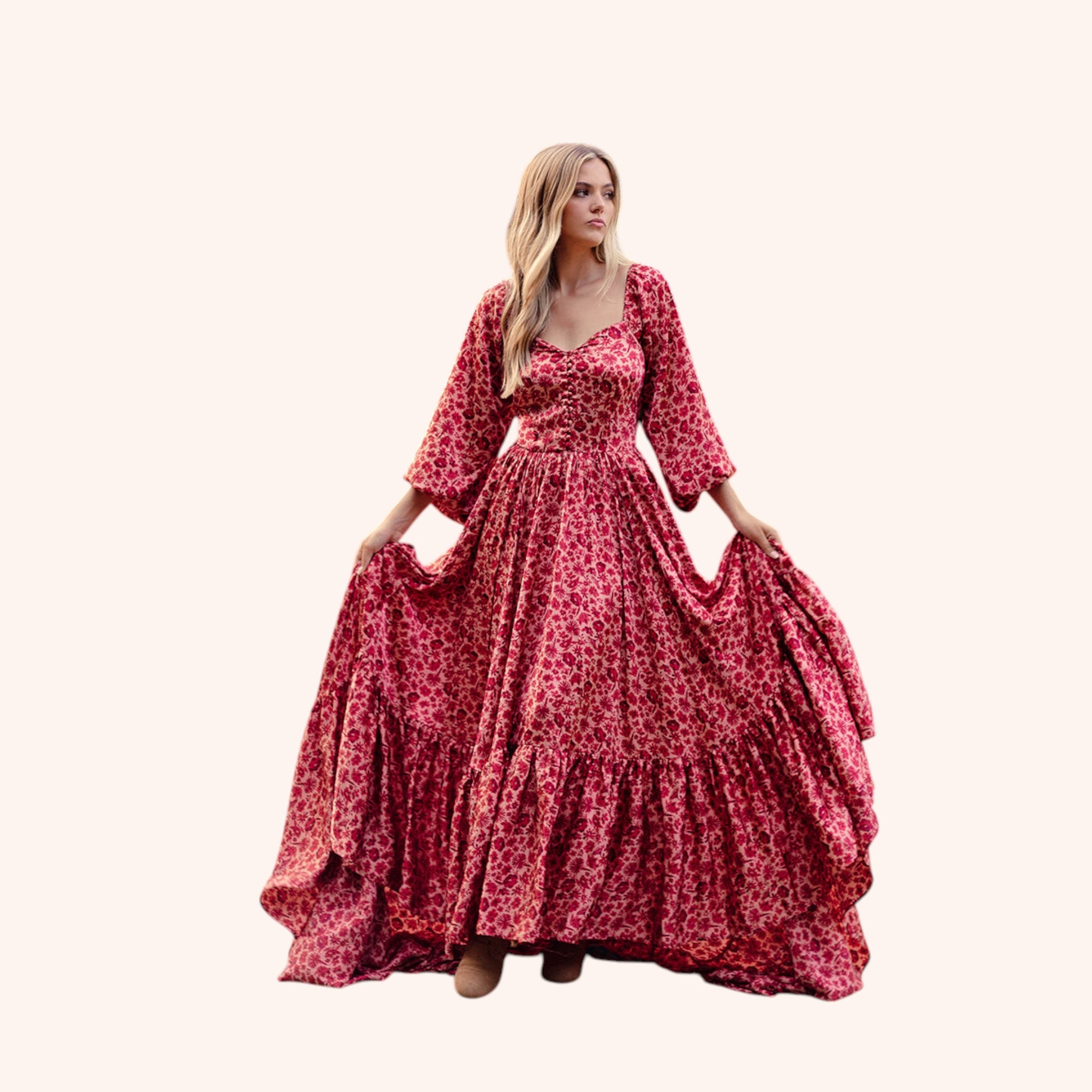 Lorna Impact Dress in Red Floral