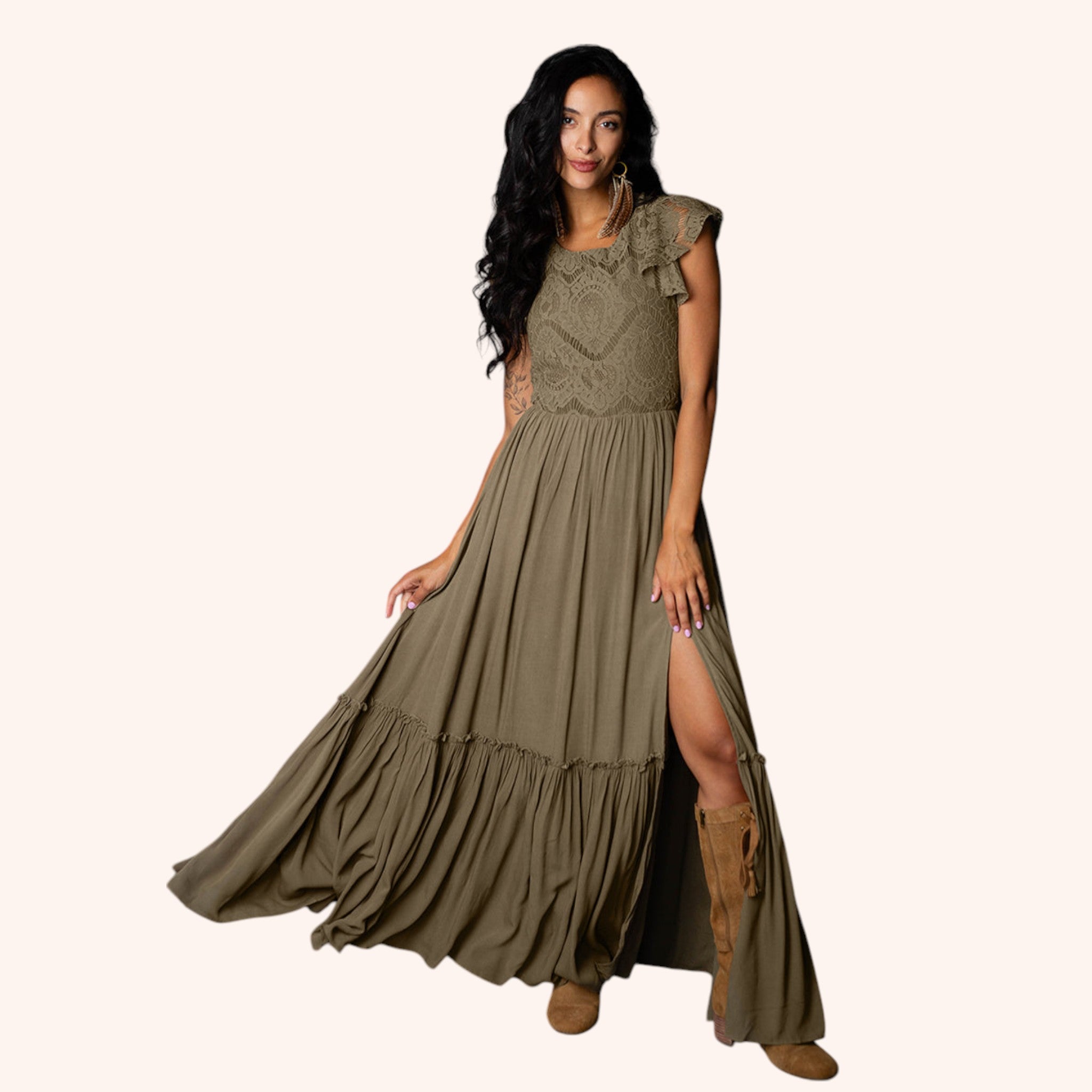Macienne Dress in Army Green