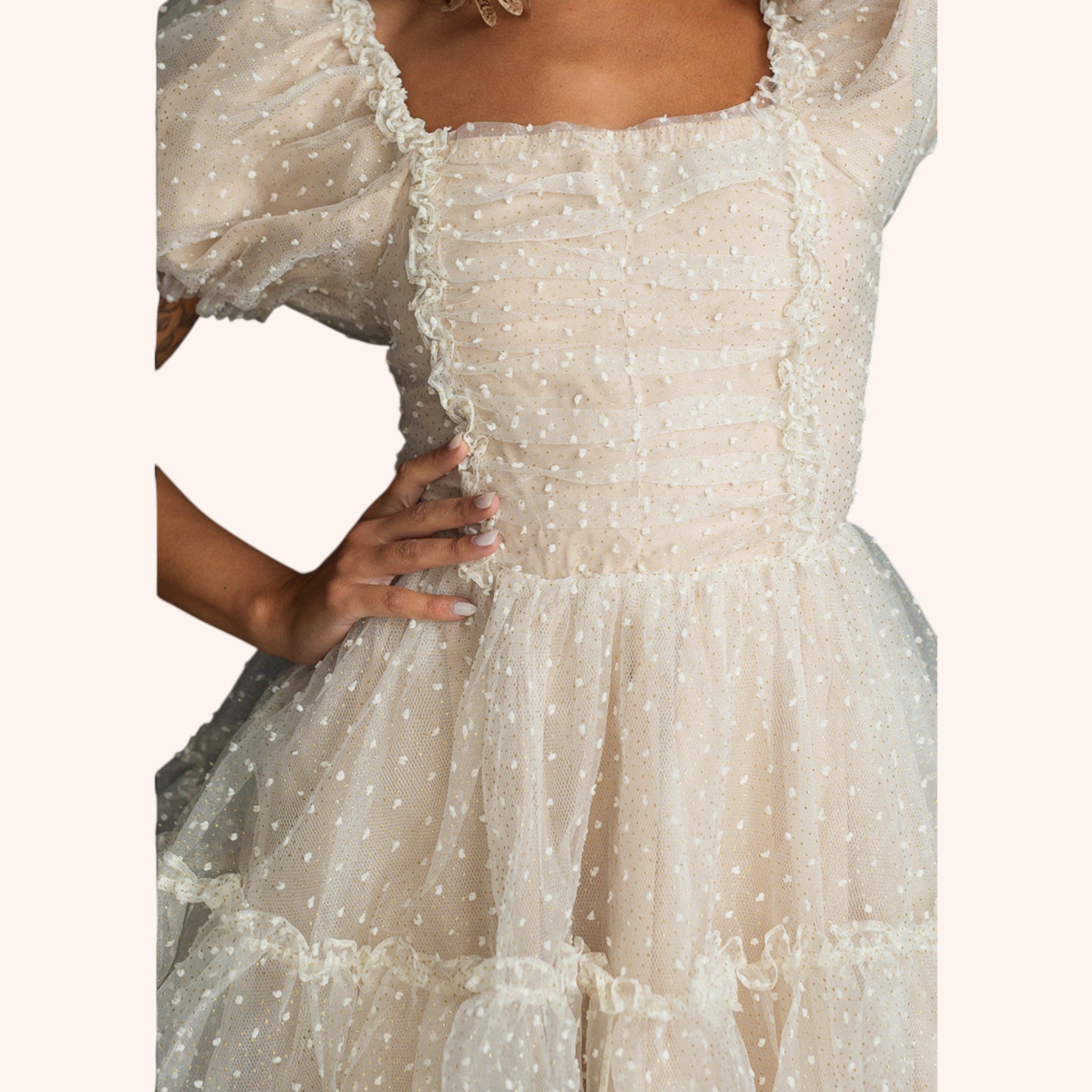 Perla Dress in Cream Dot