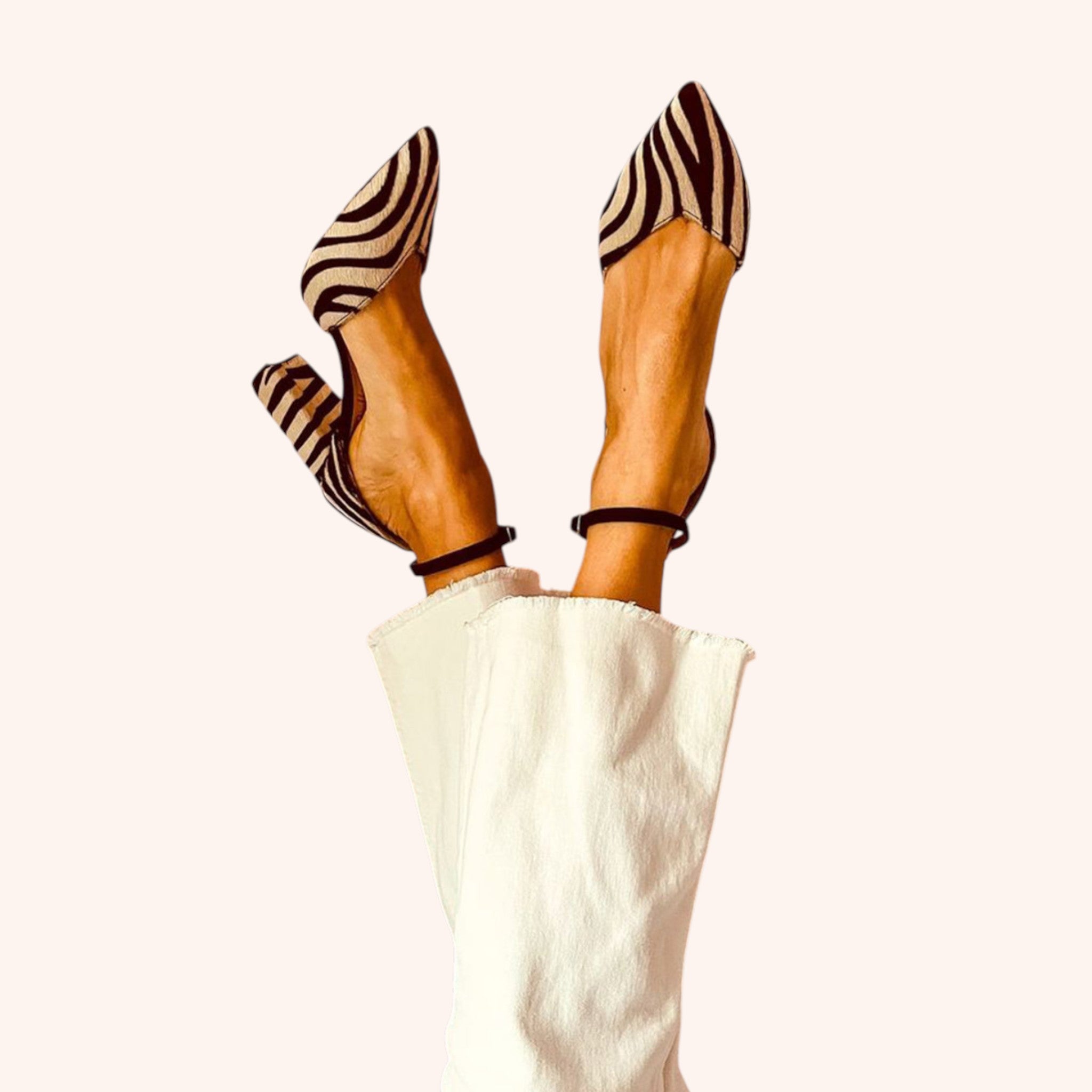 Mirai Zebra Print Mid-Heel Strap Sandals