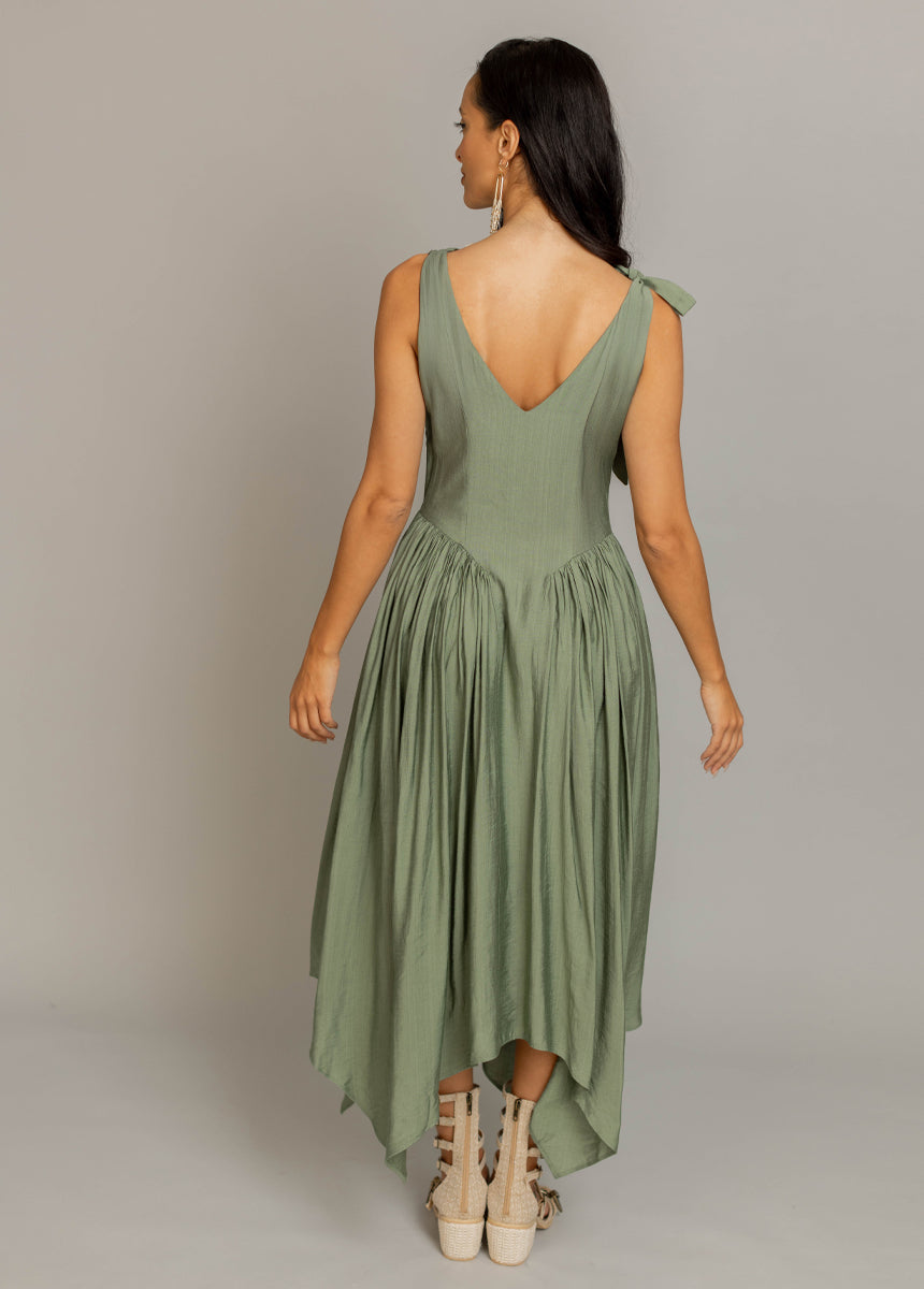 Mayreli Dress in Neutral Green