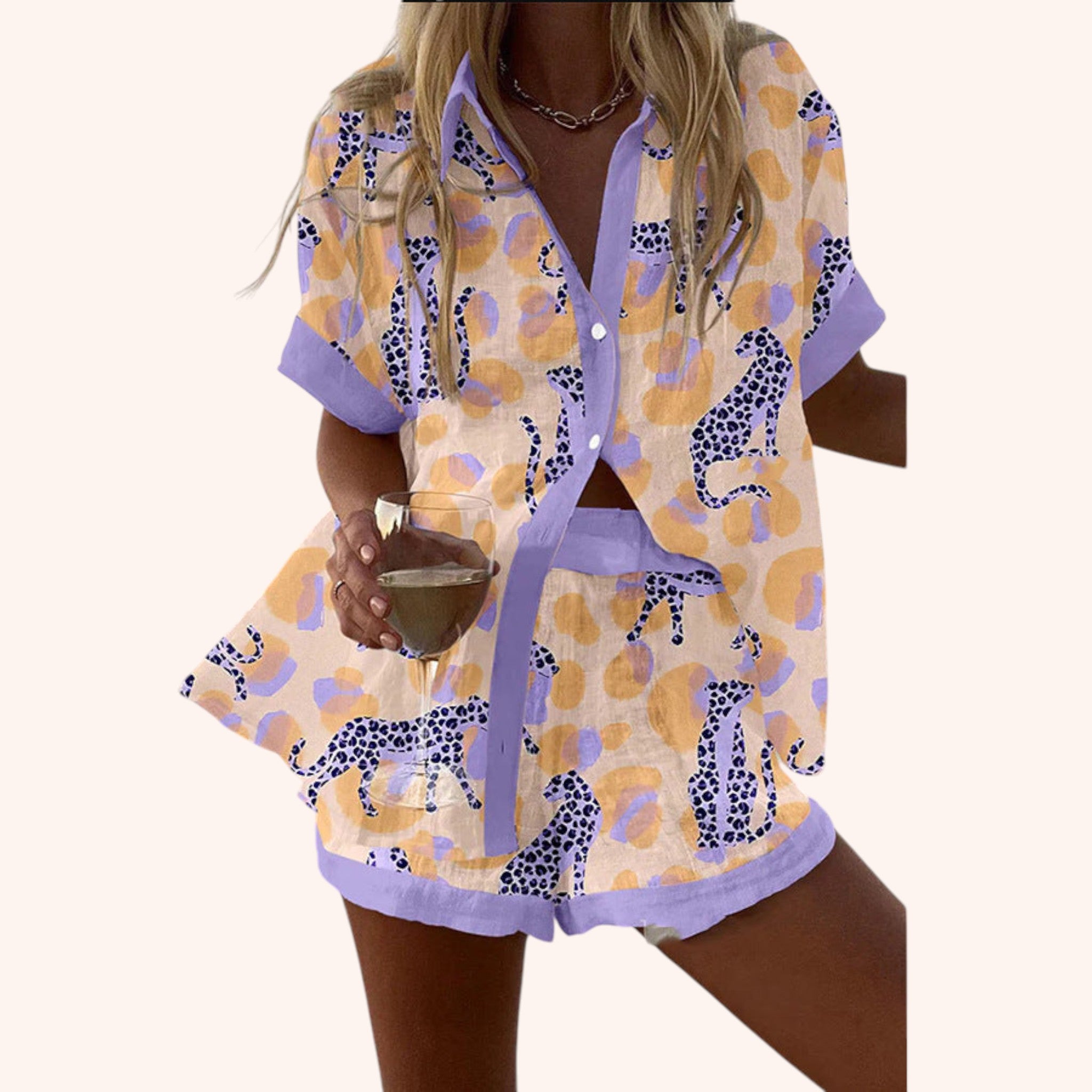 Reolia Leopard Print Linen Set