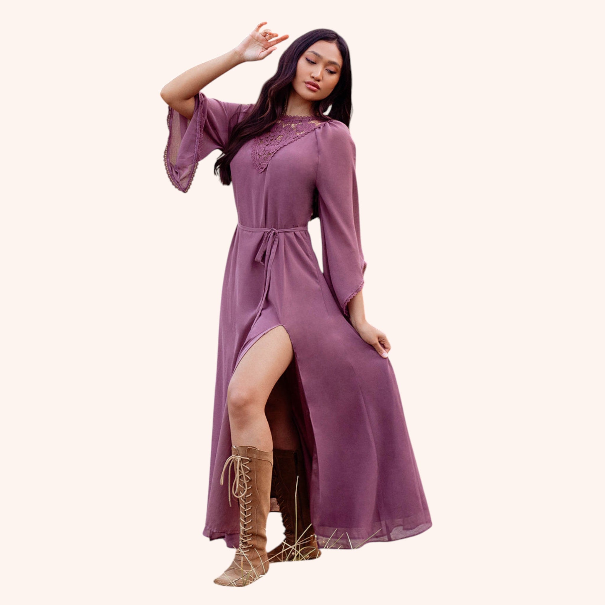Sunni Dress in Raisin Brown