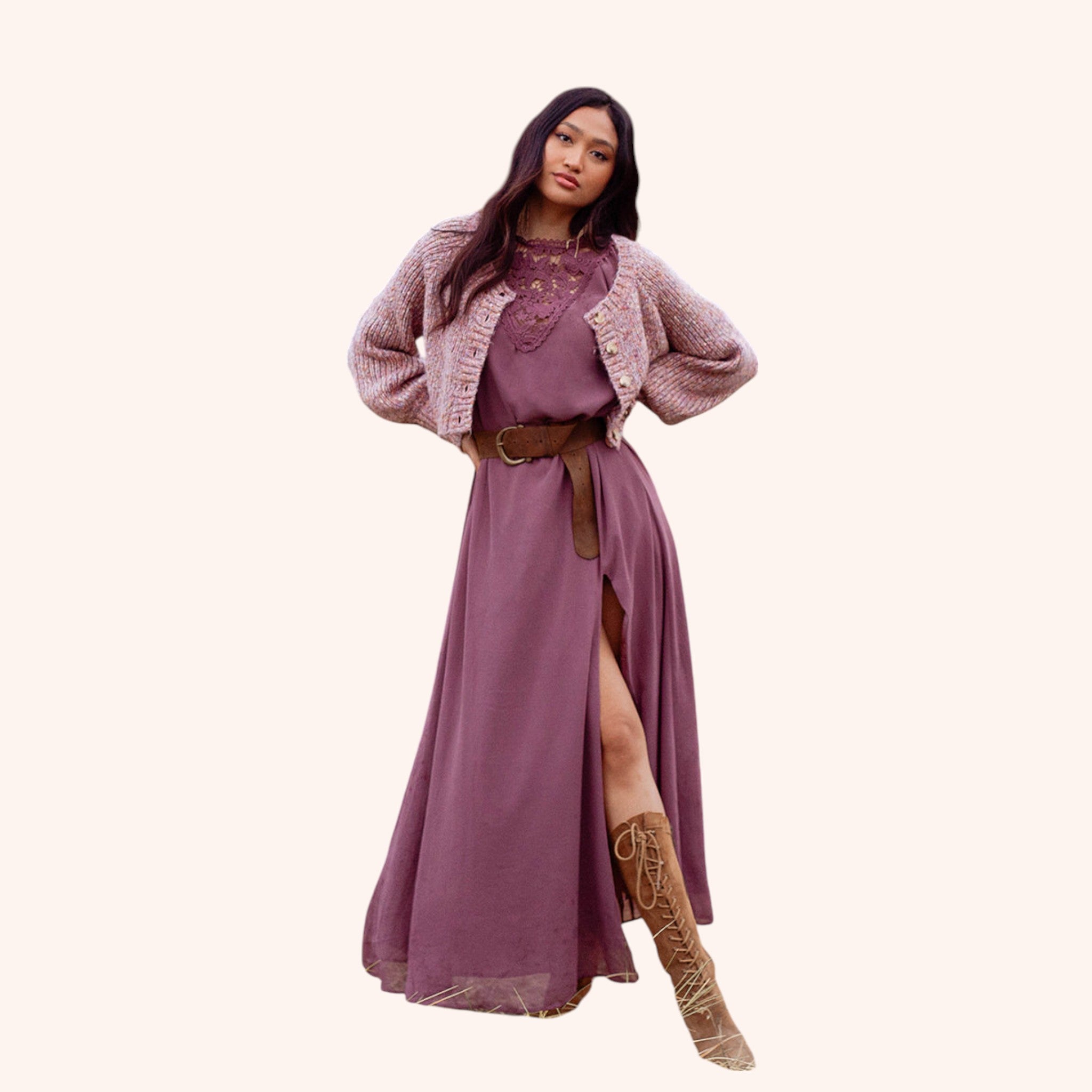 Sunni Dress in Raisin Brown