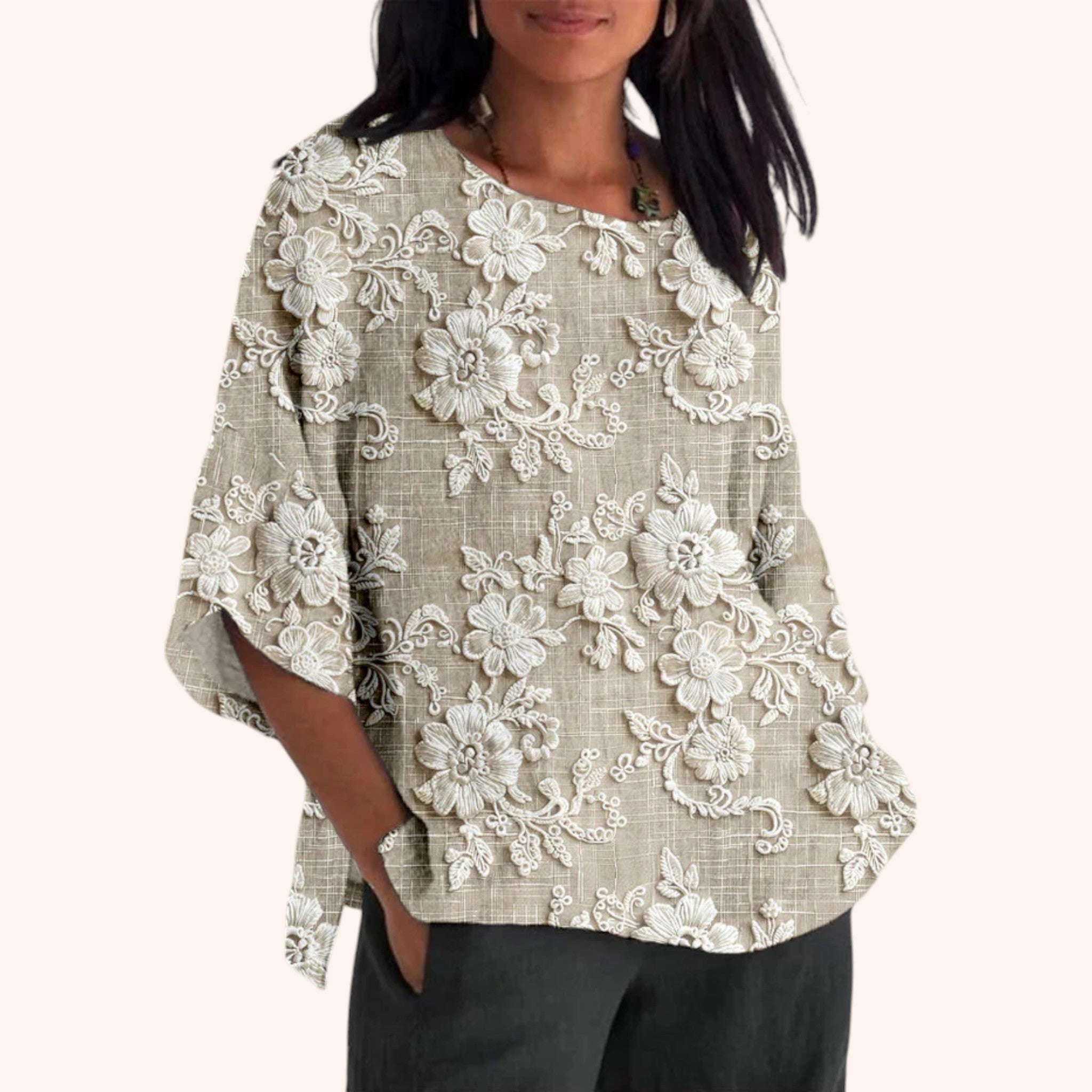 Nicole - Cream Round Blouse