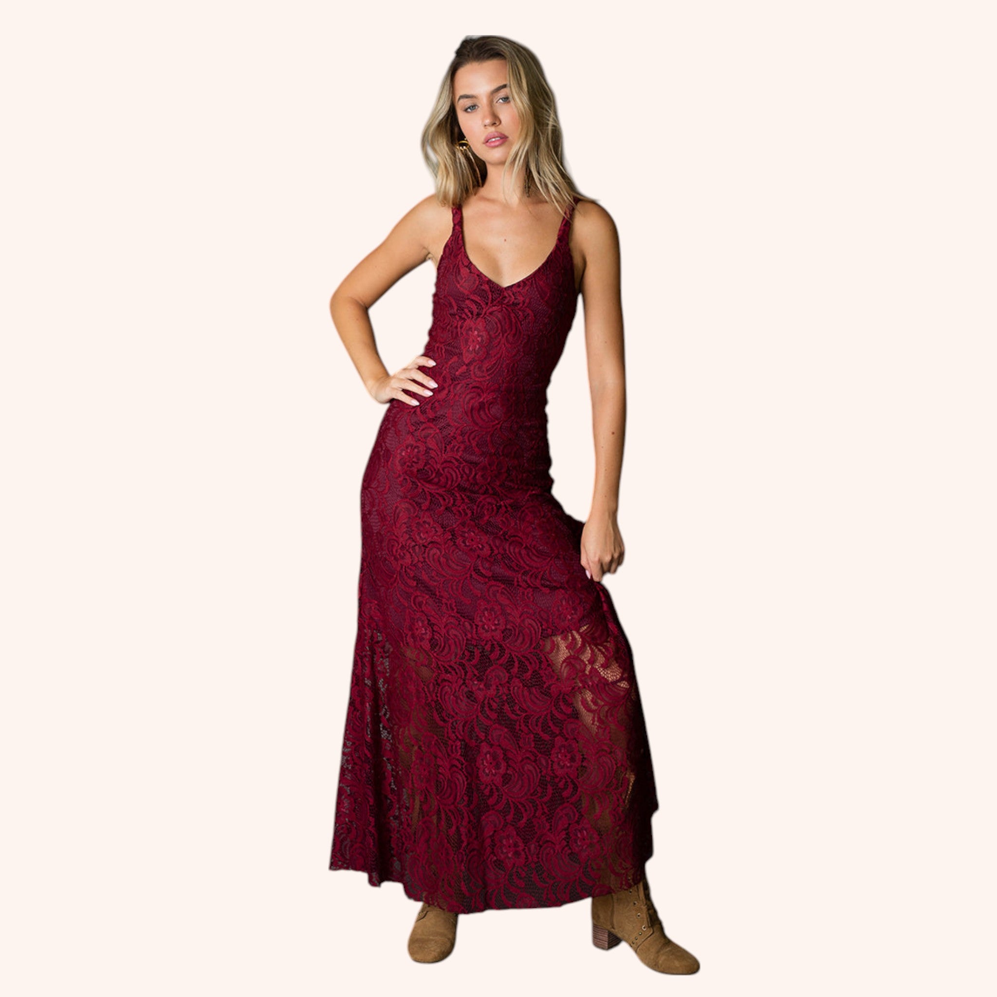 Carmel Slip Dress in Burgundy