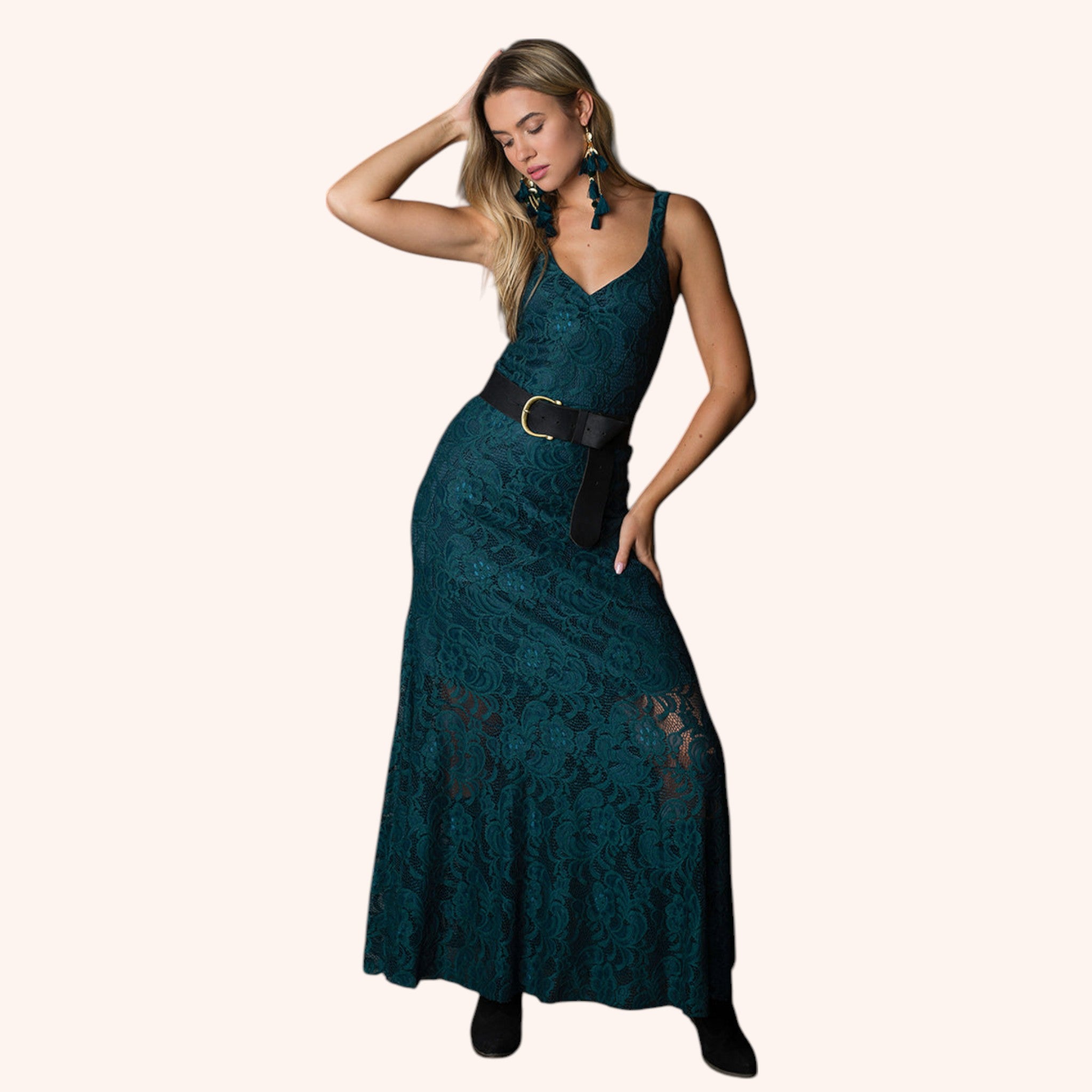 Carmel Slip Dress in Deep Teal