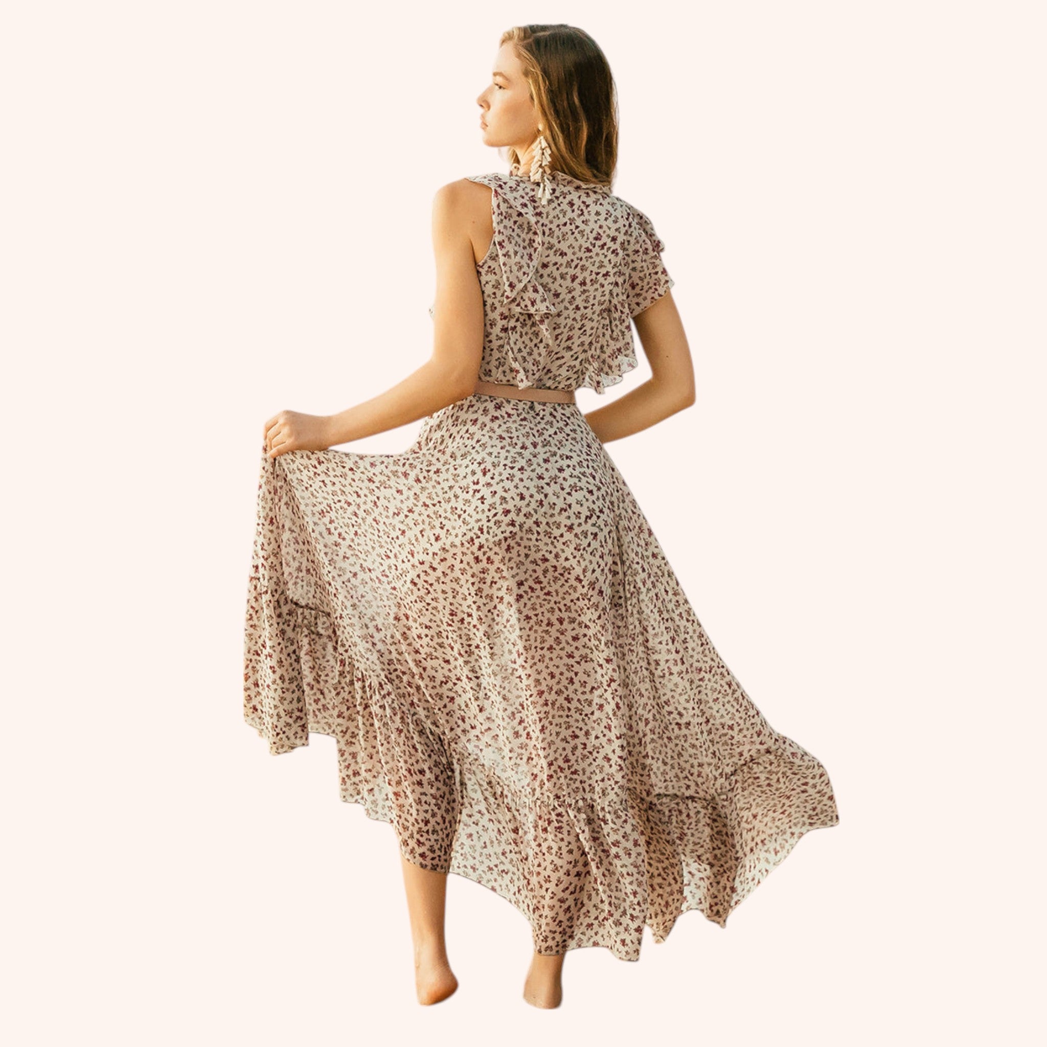 Cass Dress in Cream Ditsy Floral