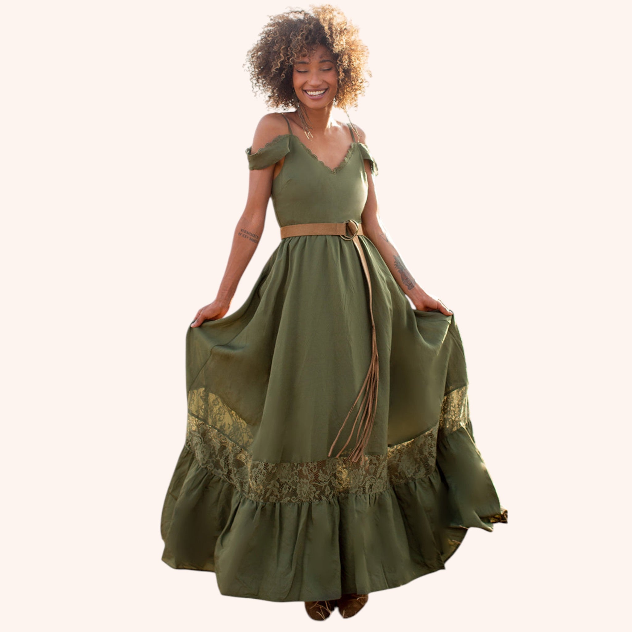 Coral Dress in Olive