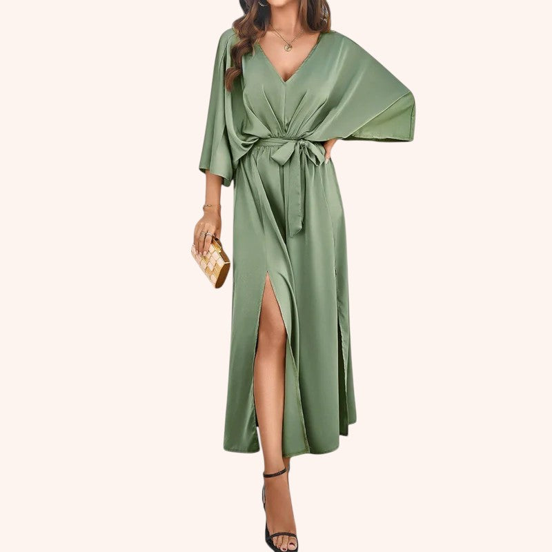 Aylin - Batwing Sleeve V-Neck Dress