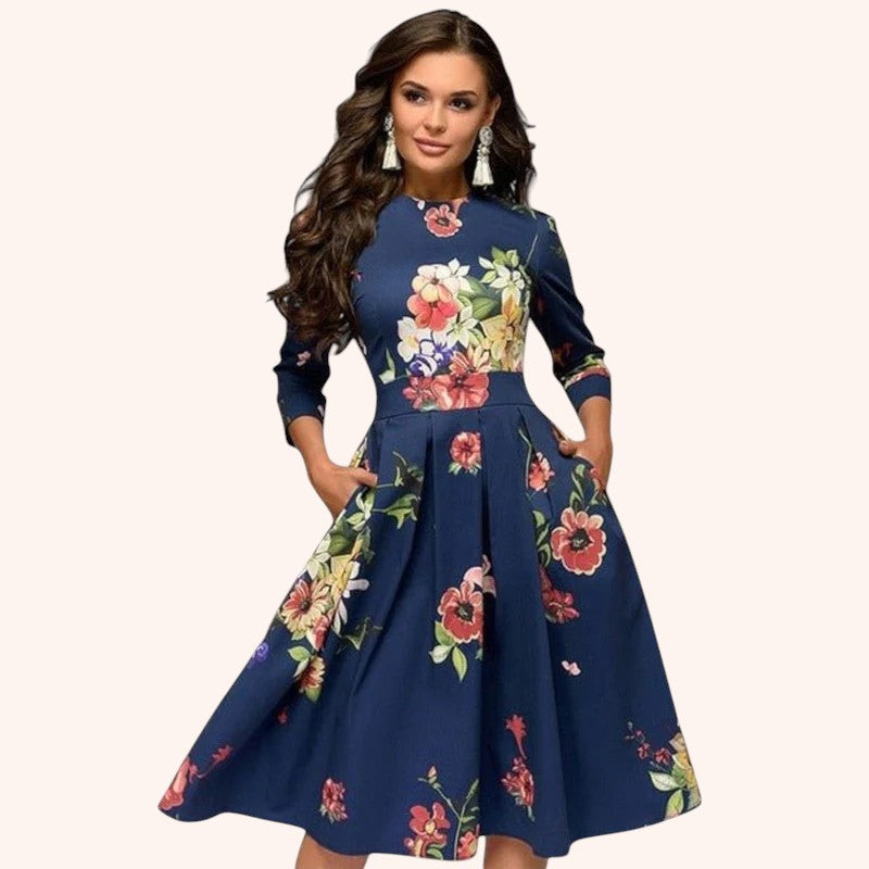 Milagros - Navy Rosa Flower Dress