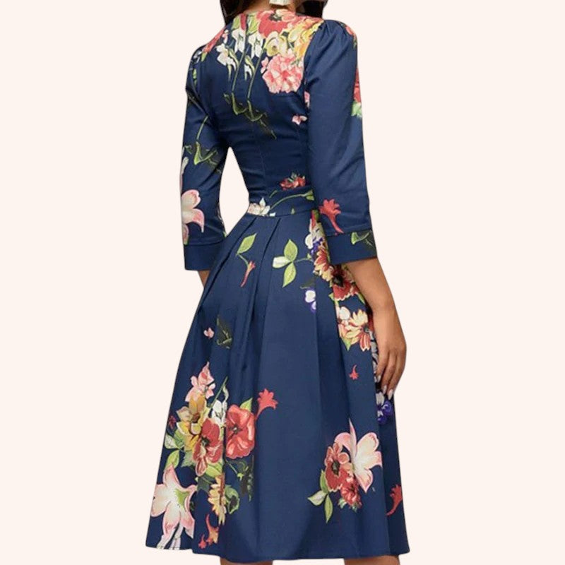 Milagros - Navy Rosa Flower Dress