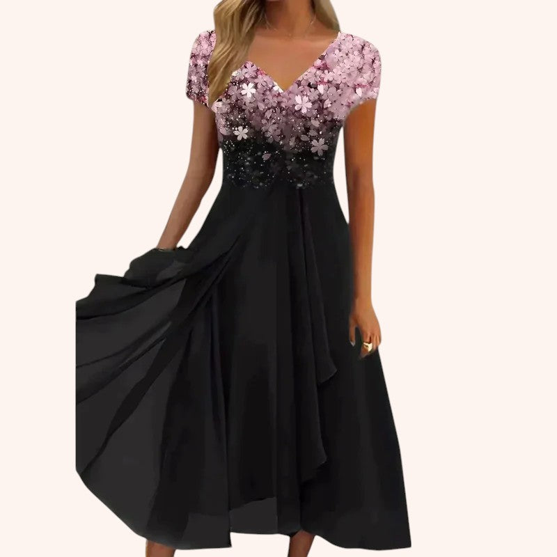 Anahi - Glitter Floral Pattern Dress