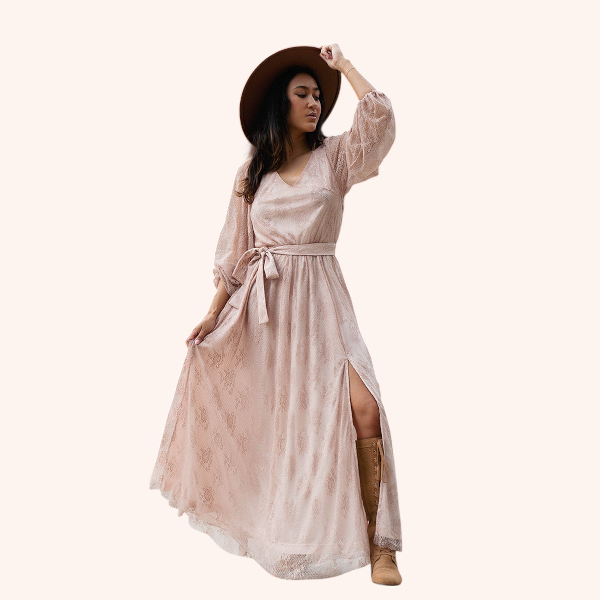 Haley Dress in Nude Pink