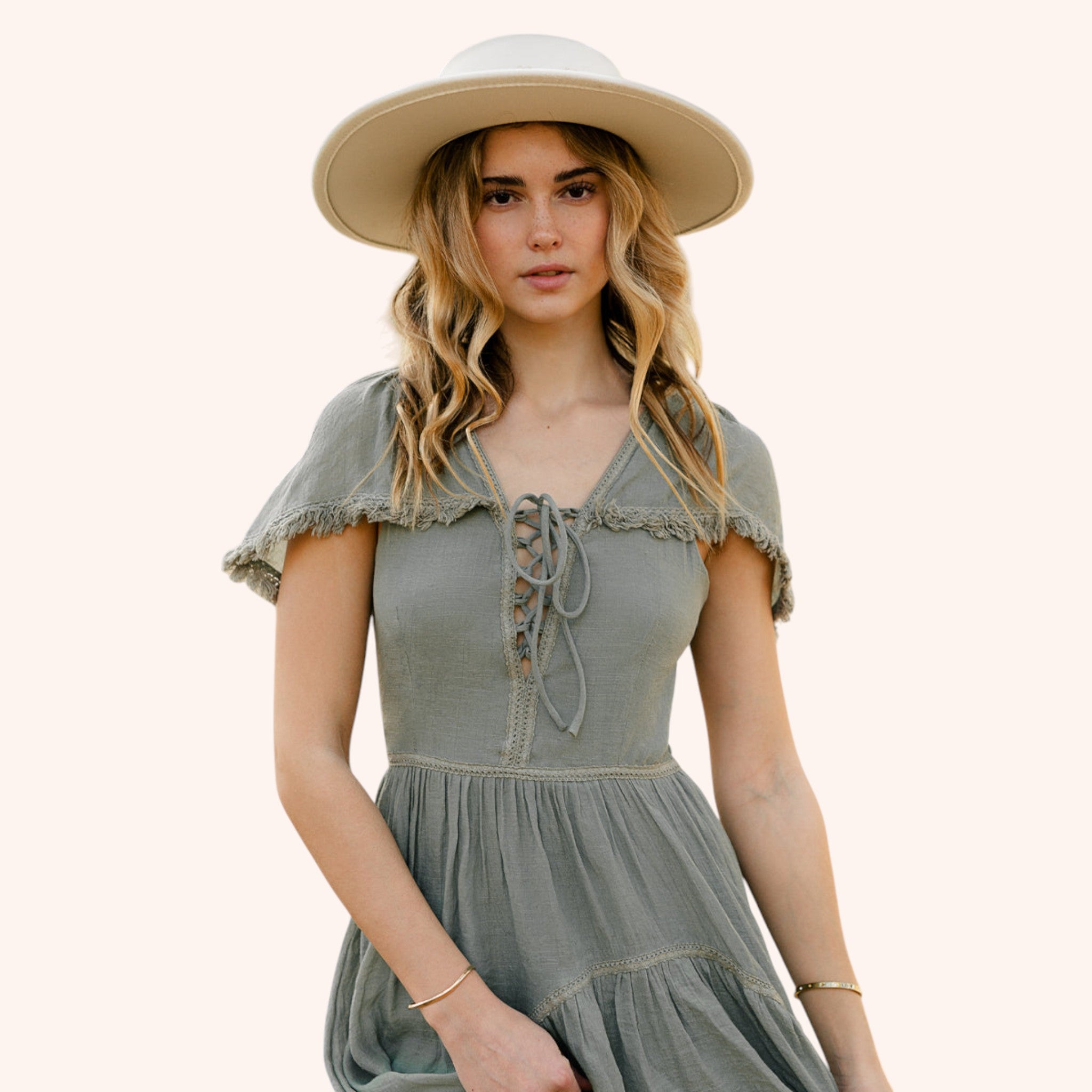 Irina Maxi Dress in Neutral Green