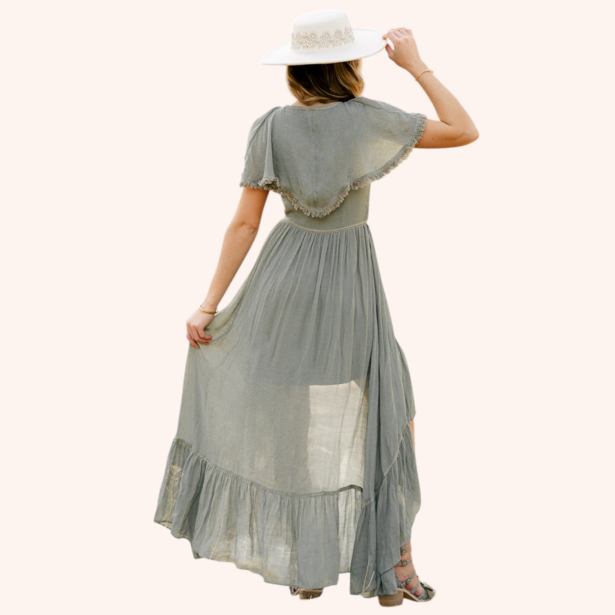 Irina Maxi Dress in Neutral Green