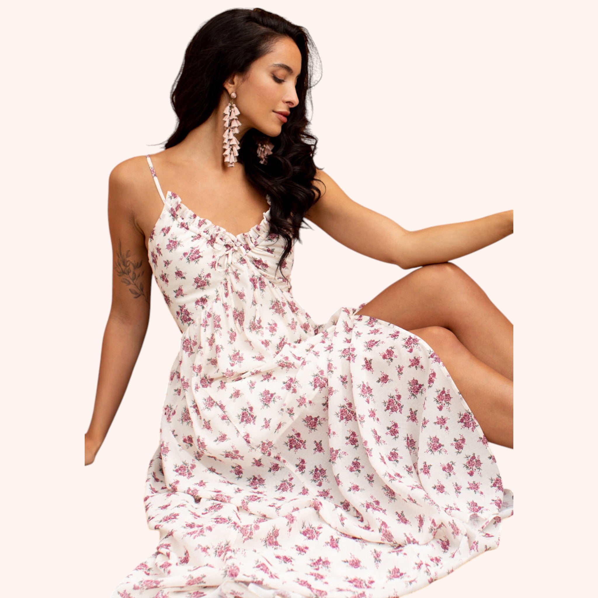 Kilah Dress in Cream Ditsy