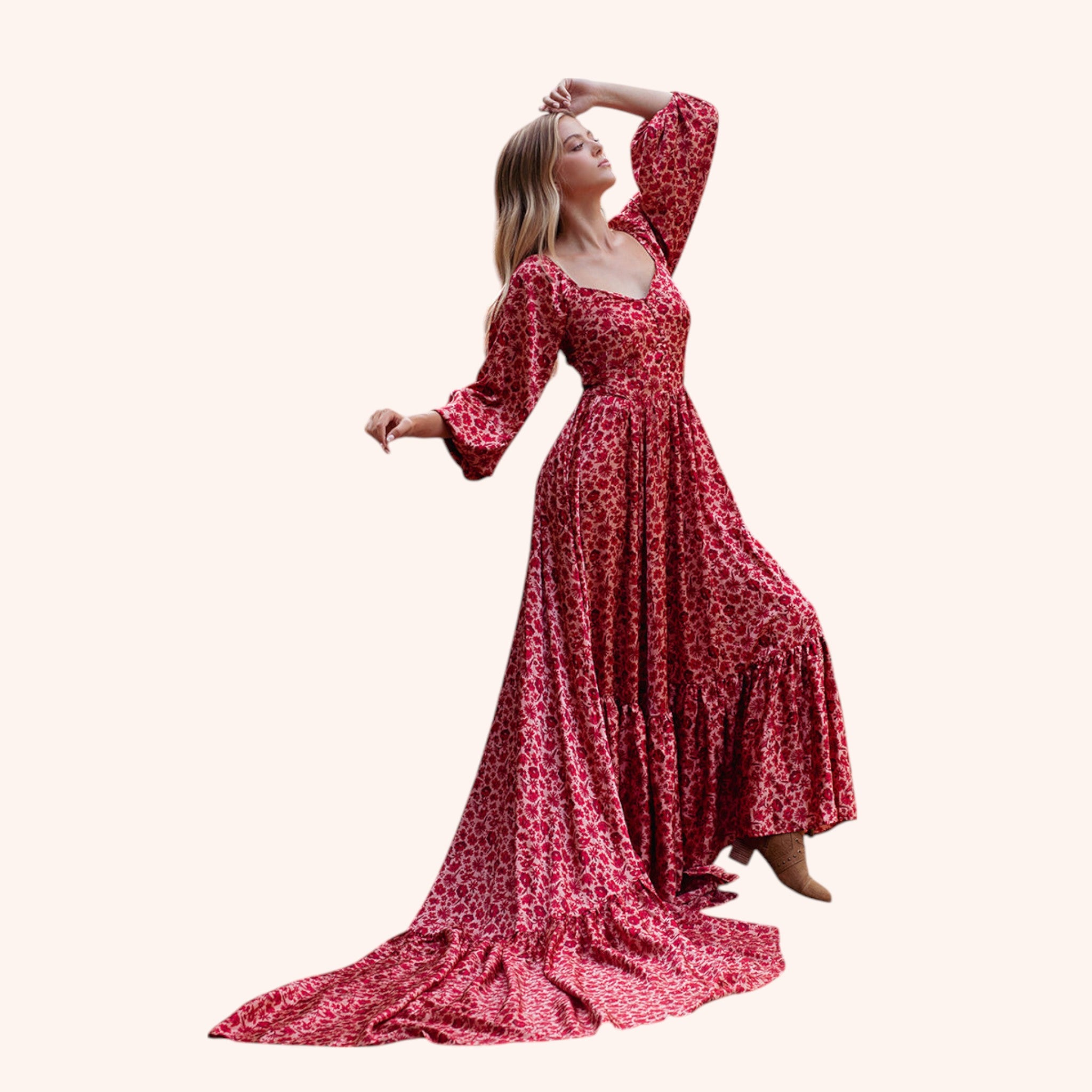 Lorna Impact Dress in Red Floral