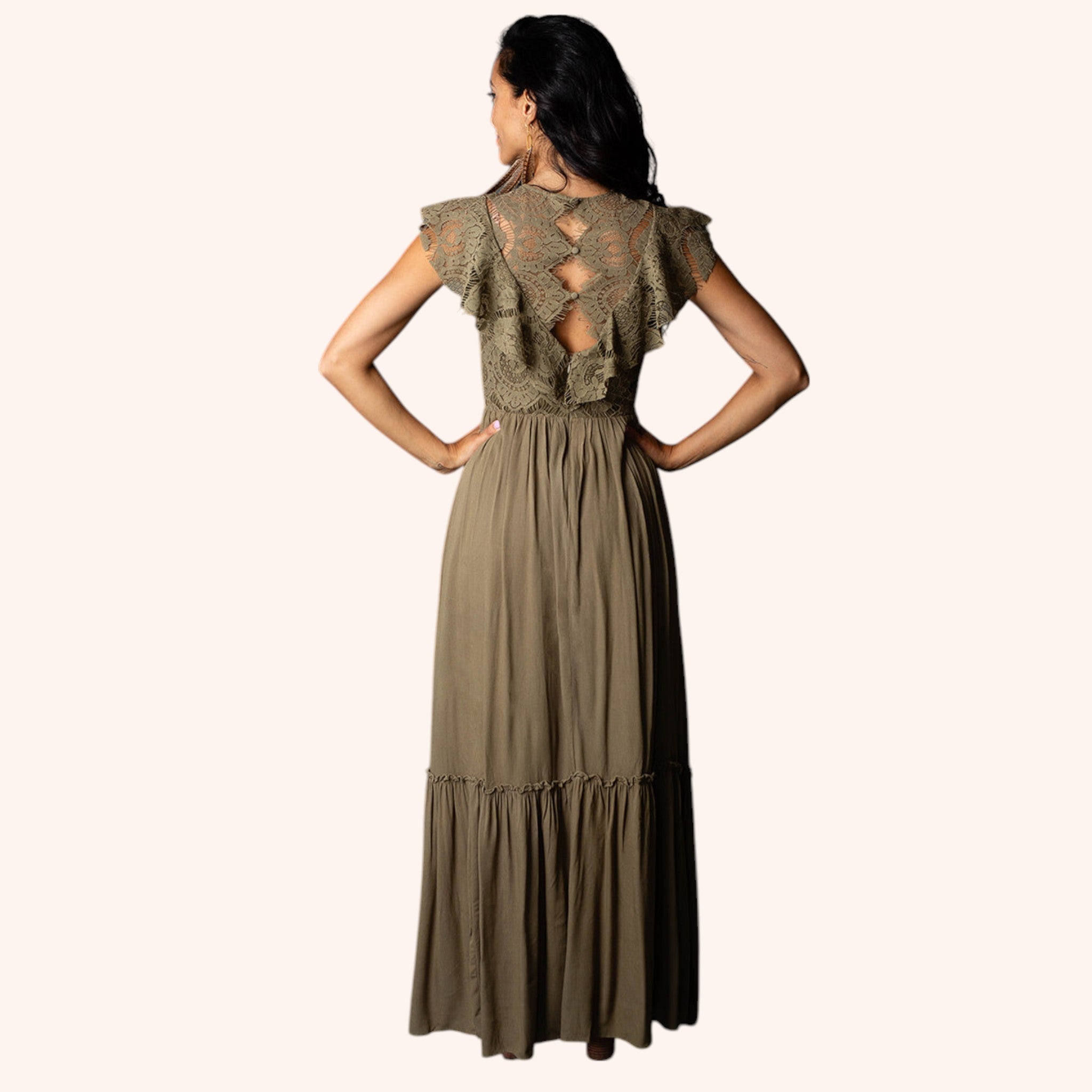 Macienne Dress in Army Green