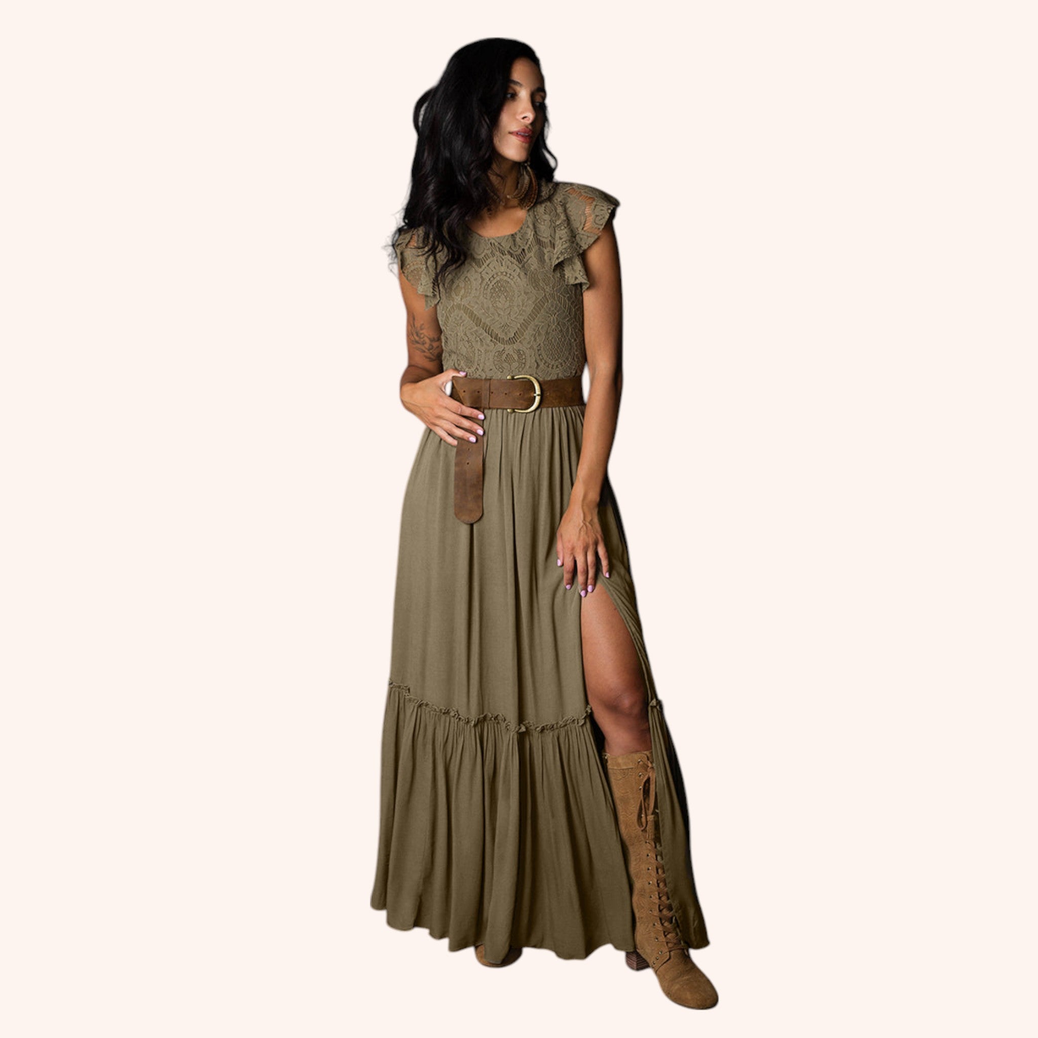 Macienne Dress in Army Green
