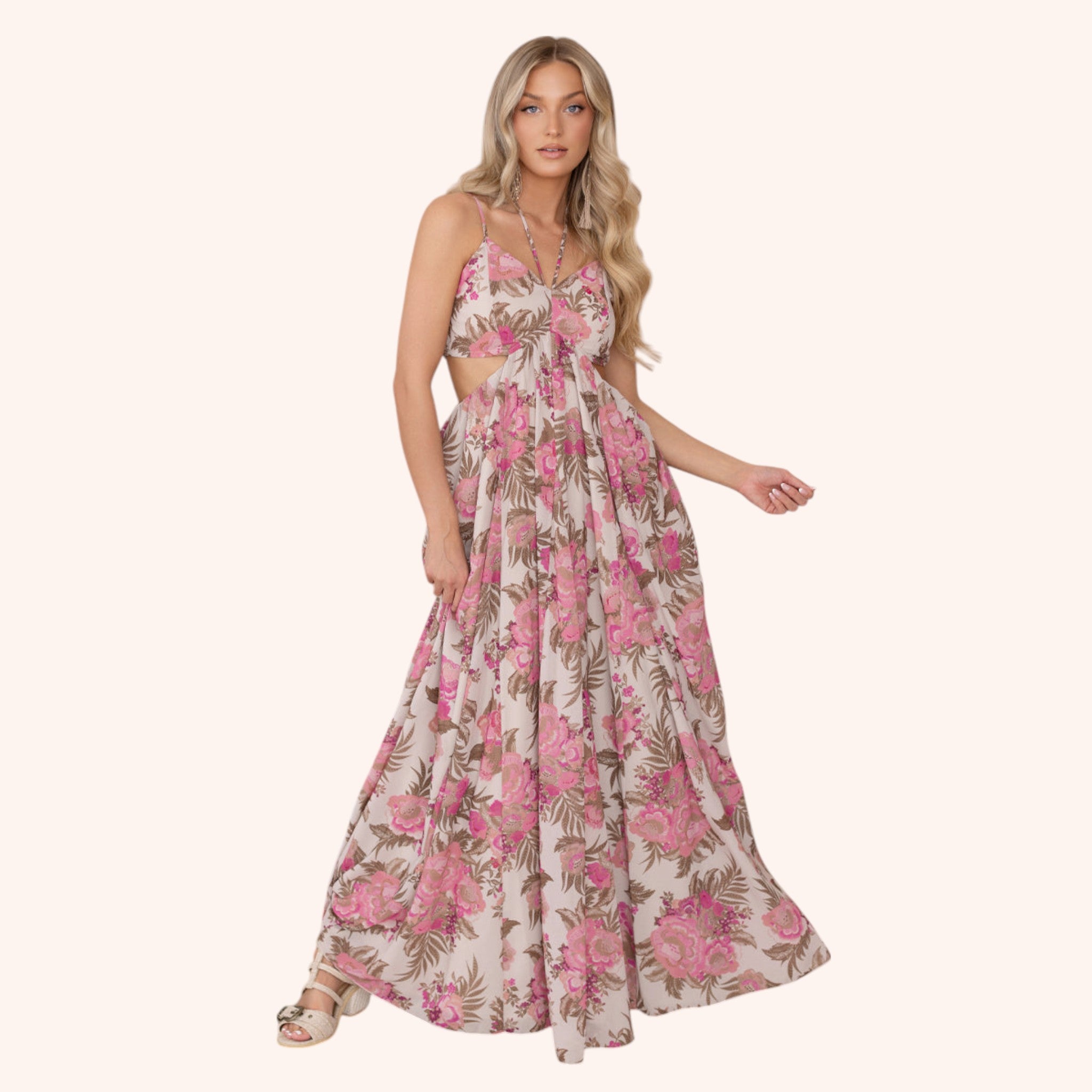 Mari Dress in Pink Floral