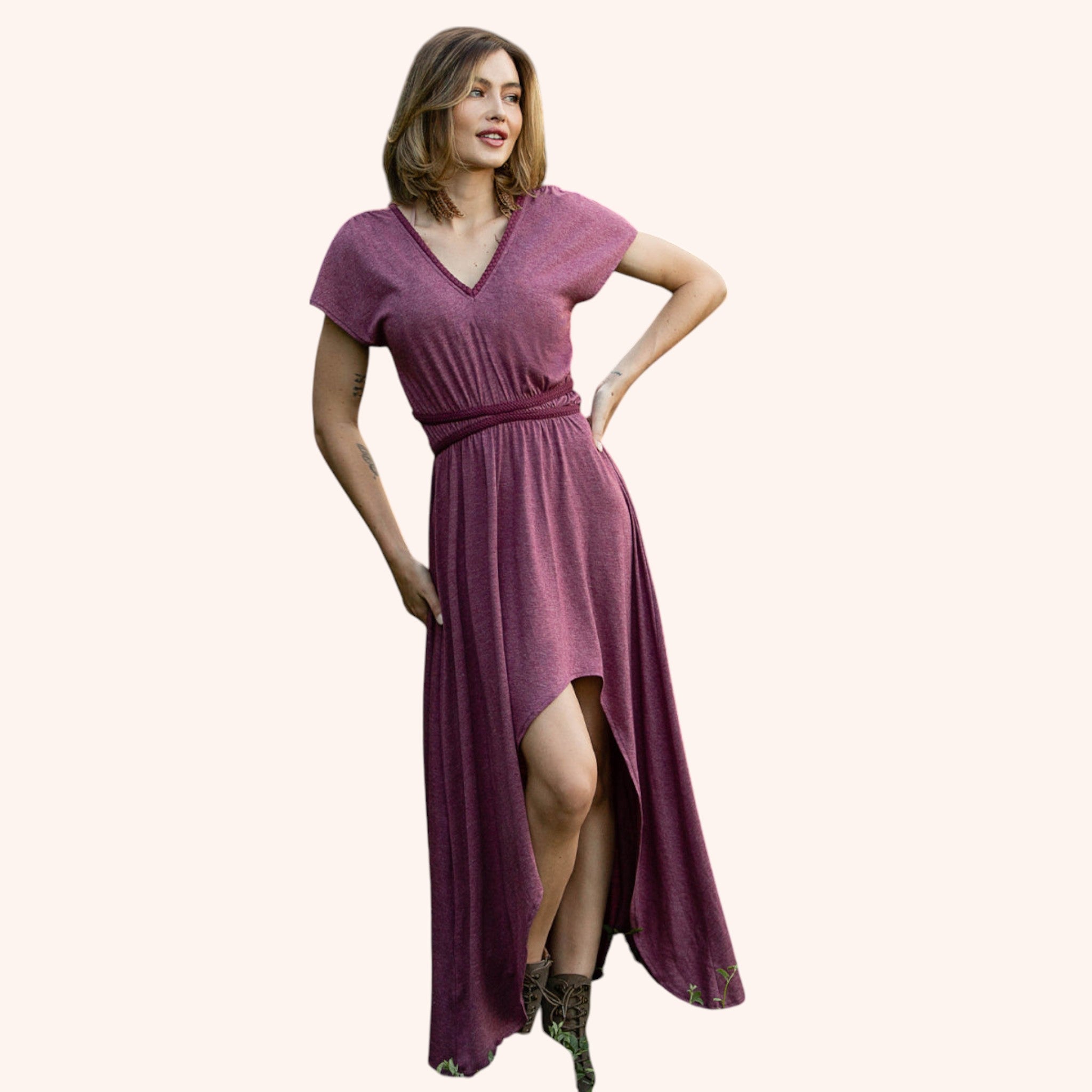 Novalie Dress in Heather Plum