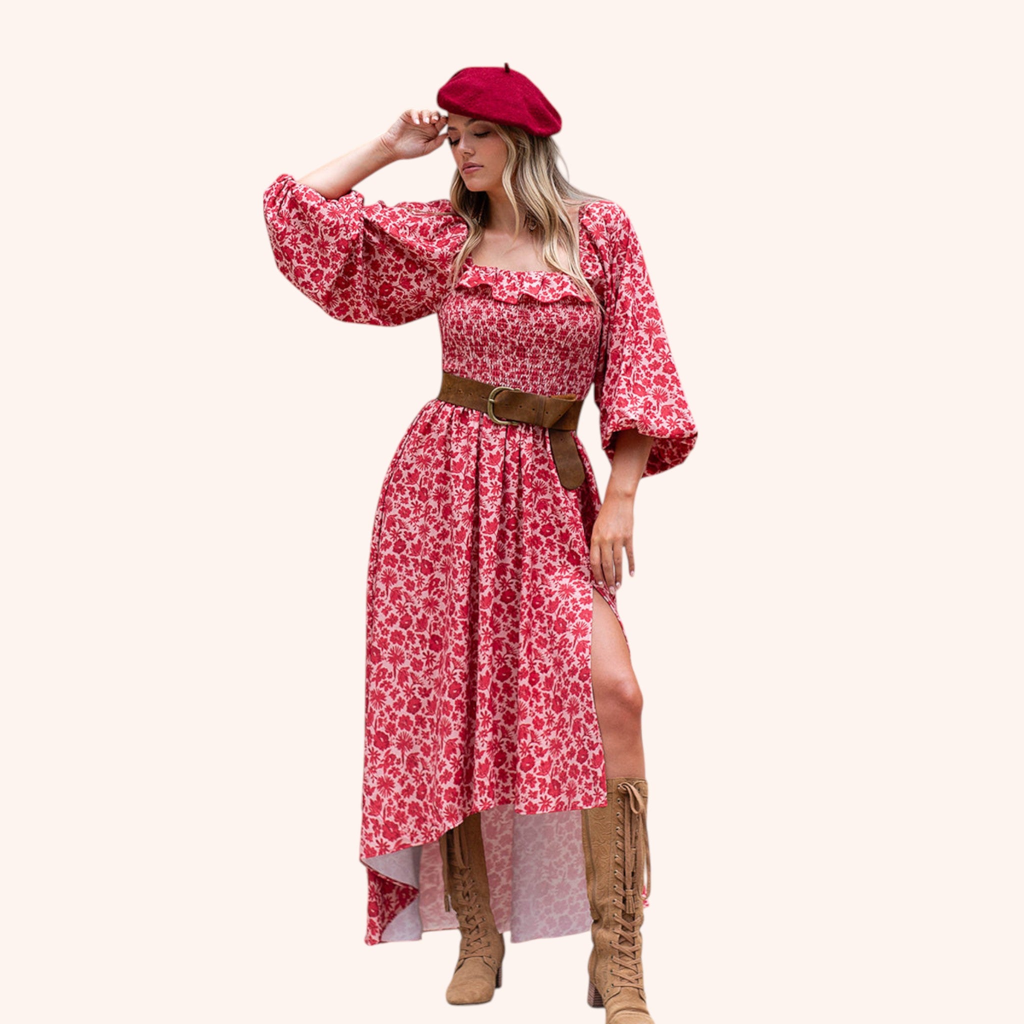 Odette Dress in Red Floral