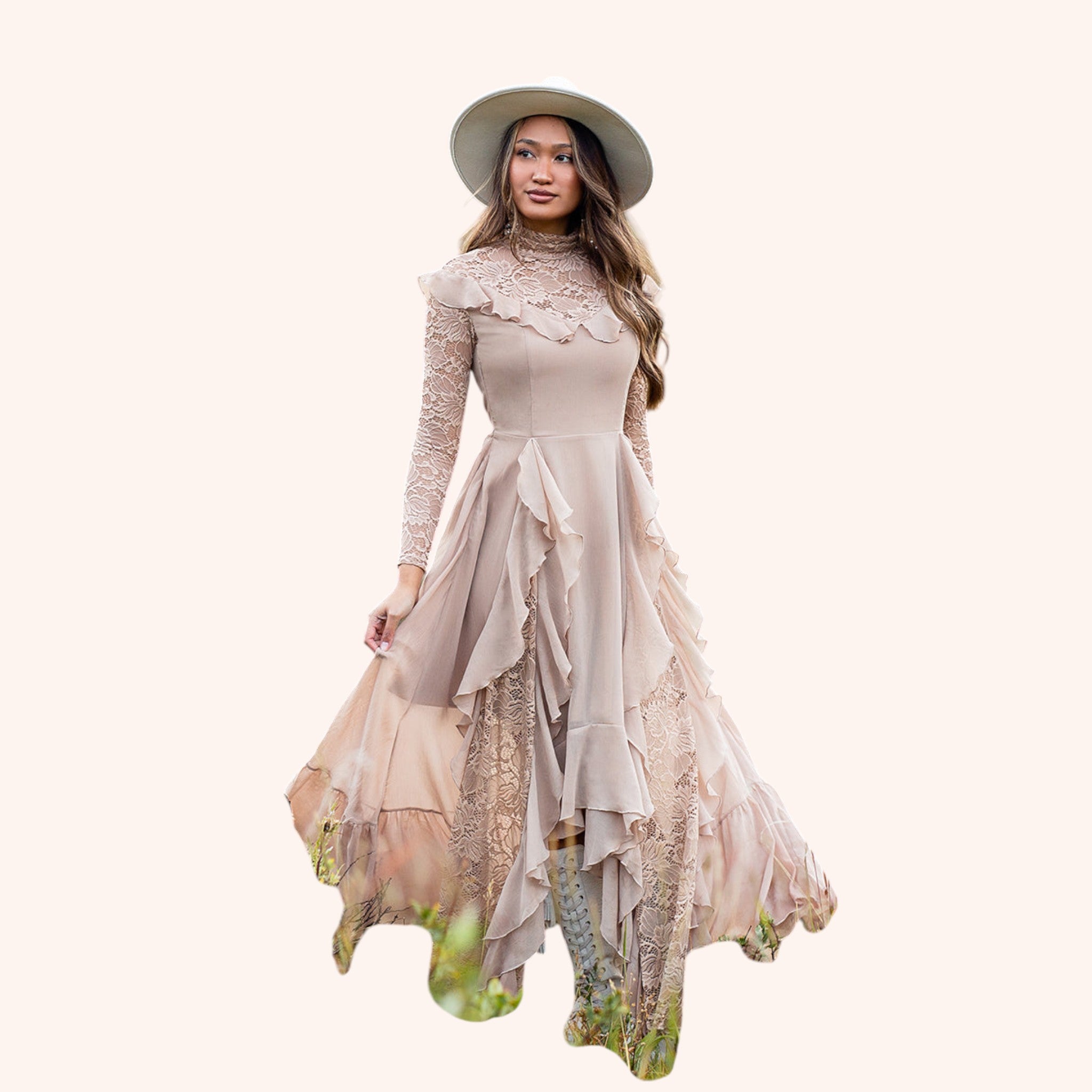 Sveta Maxi Dress in Light Taupe
