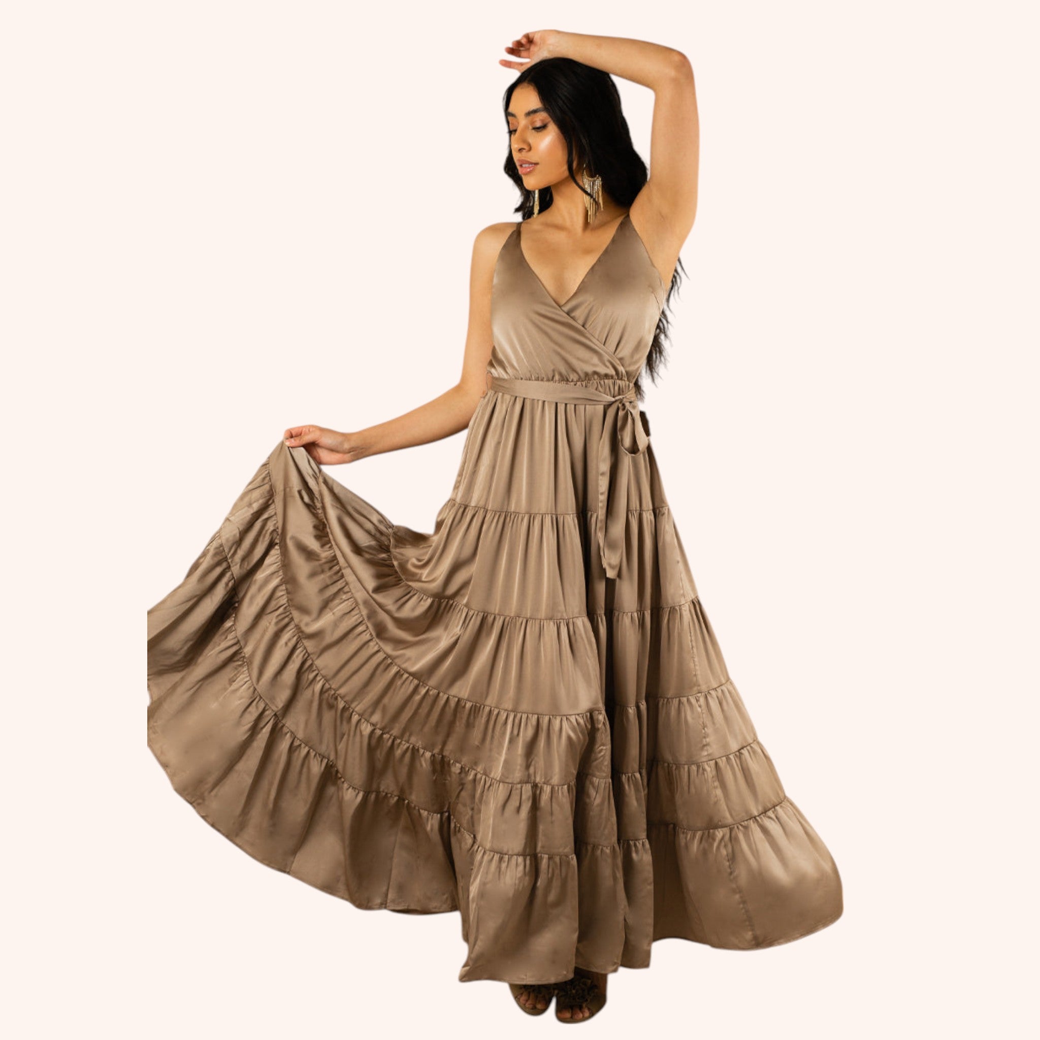 Zayla Dress in Light Taupe